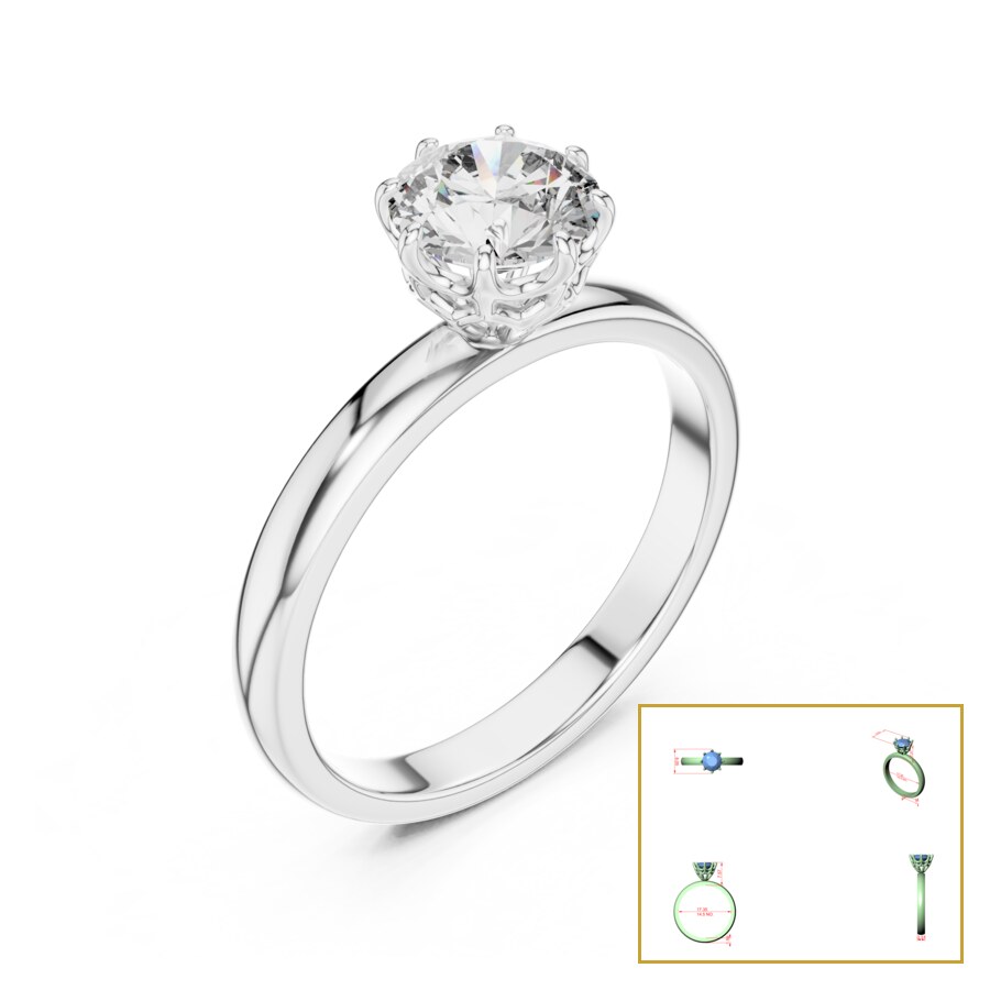 Round Crown-Basket Solitaire Ring