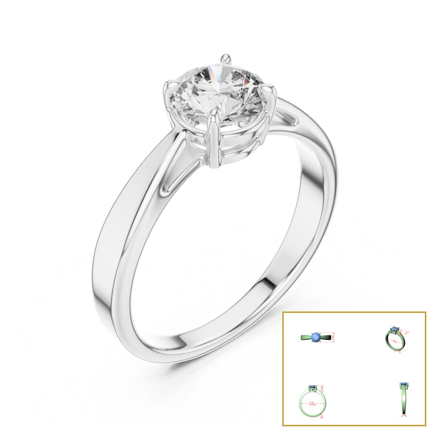 Round Four-Prong Cathedral Solitaire Ring