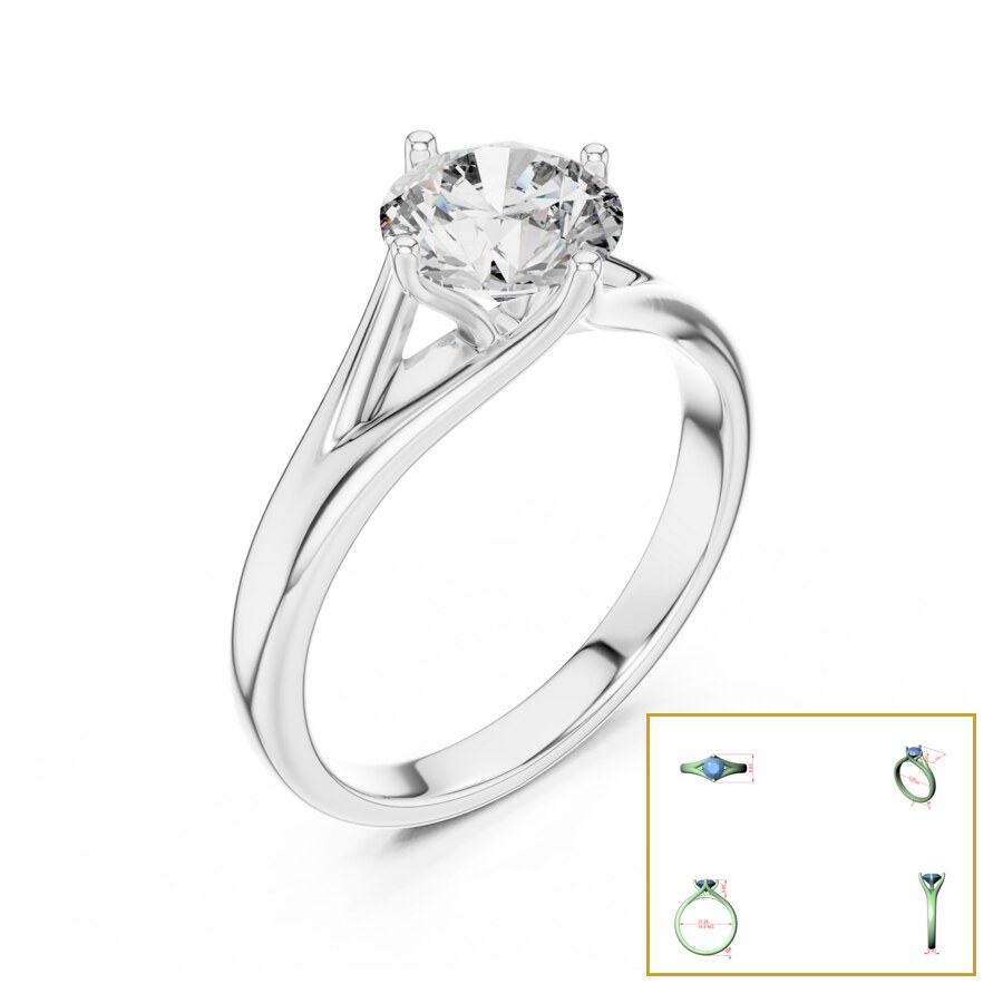 Round Crossover Split-Shank Solitaire Ring