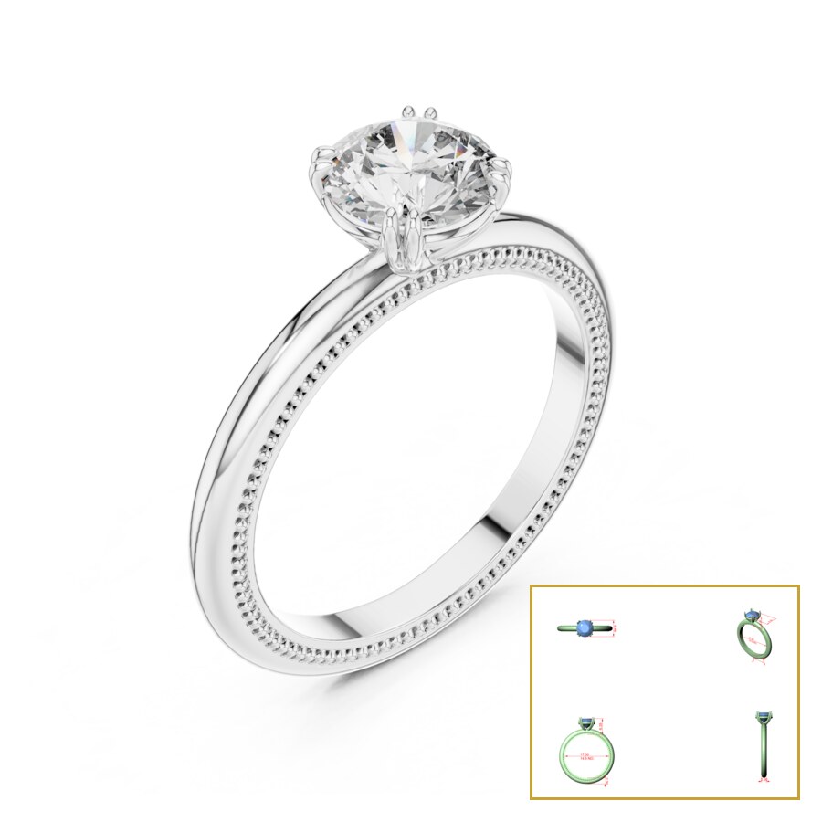 Round Solitaire Milgrain-Edge Ring