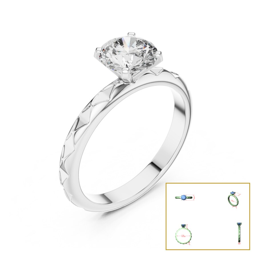 Round Solitaire Quilted-Texture Band Ring
