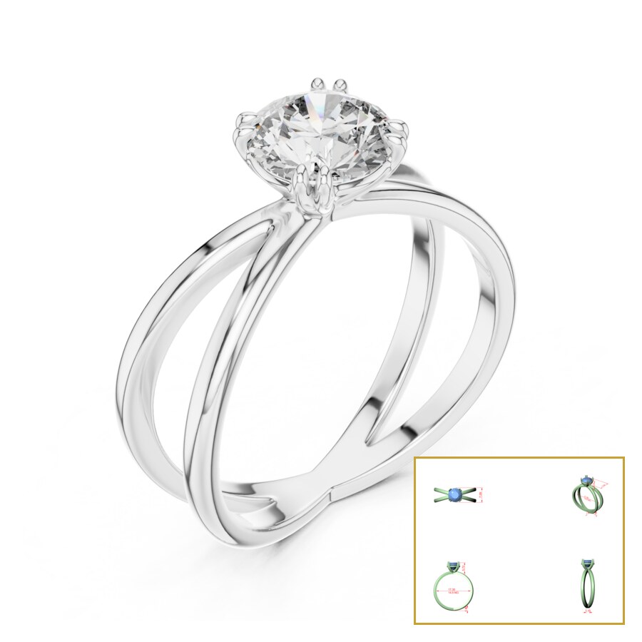 Round Crisscross Double-Shank Solitaire Ring