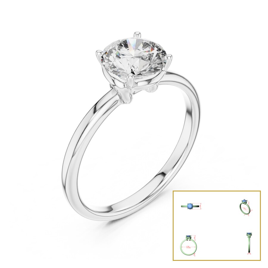 Round Four-Prong Whisper-Band Solitaire Ring