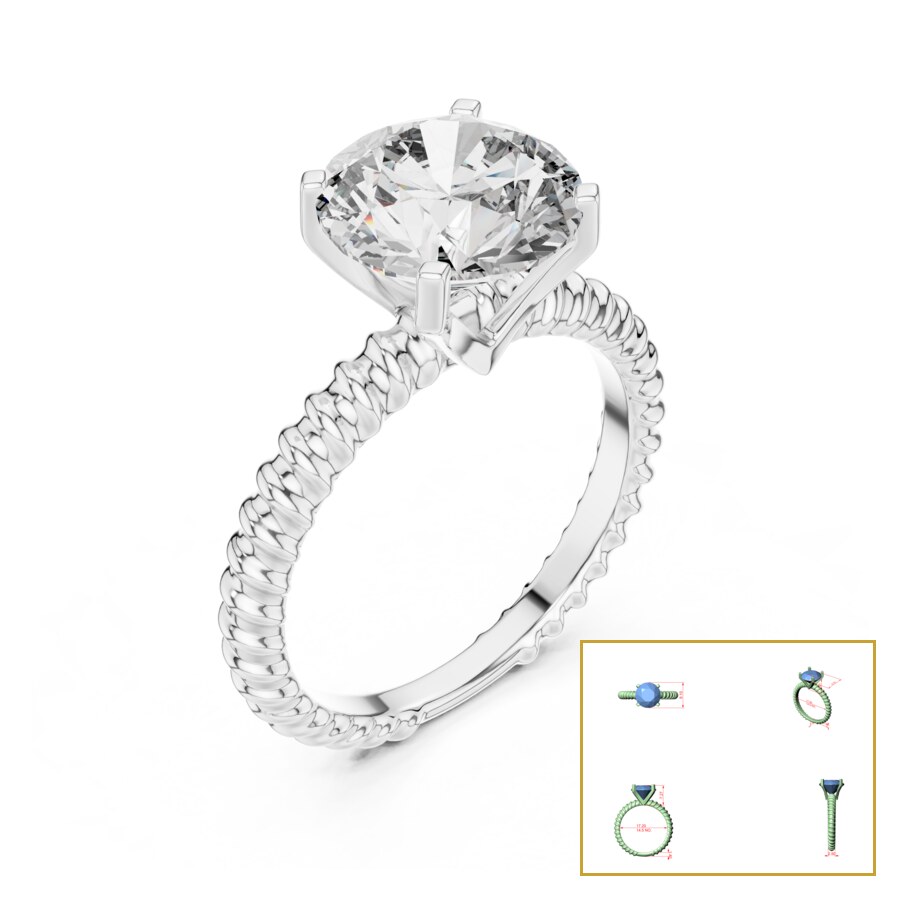Round Solitaire Coiled-Rope Band Ring