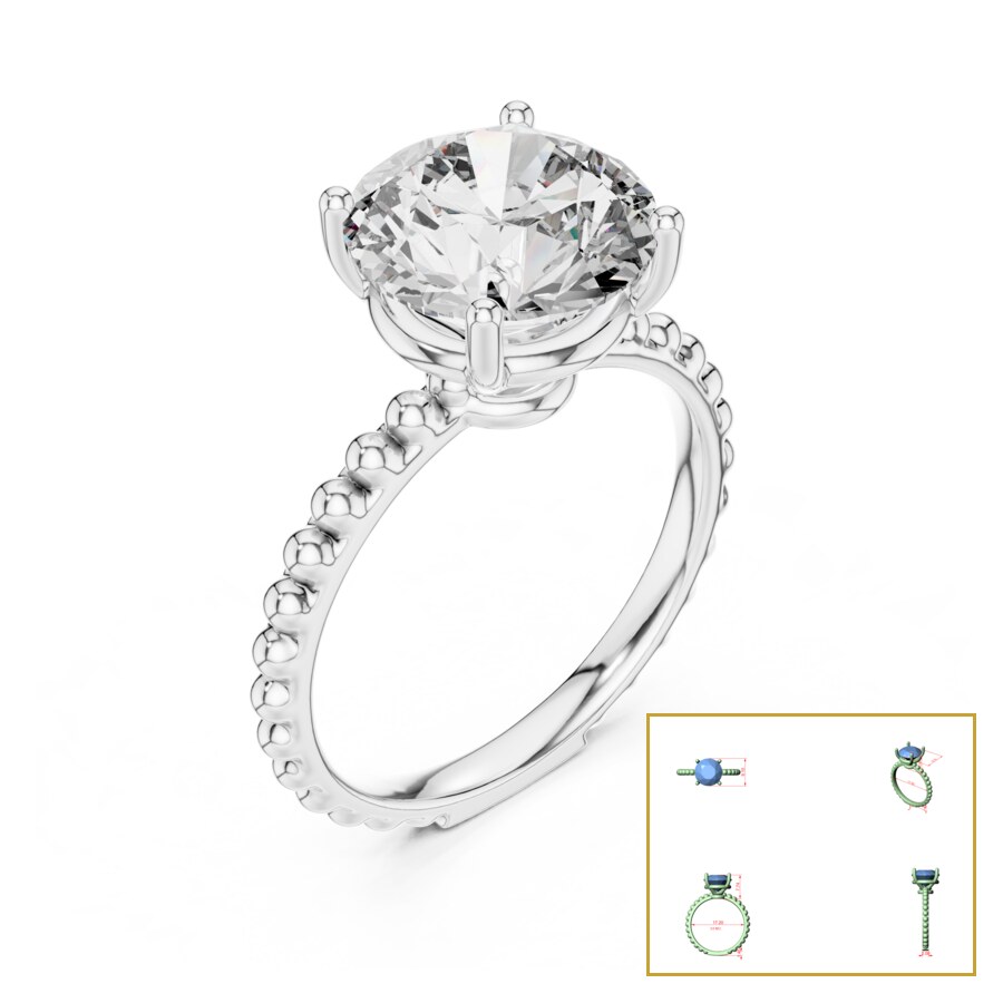 Round Solitaire Bubble-Bead Band Ring