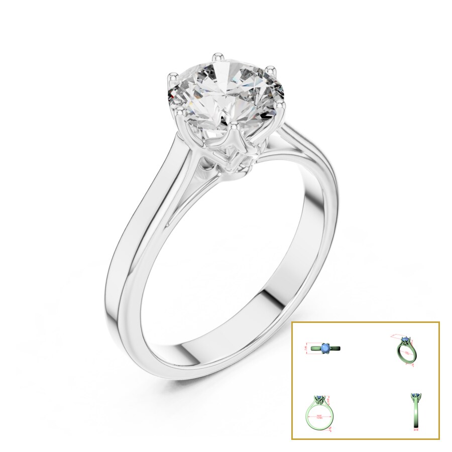 Round Six-Prong Cathedral Scroll Ring