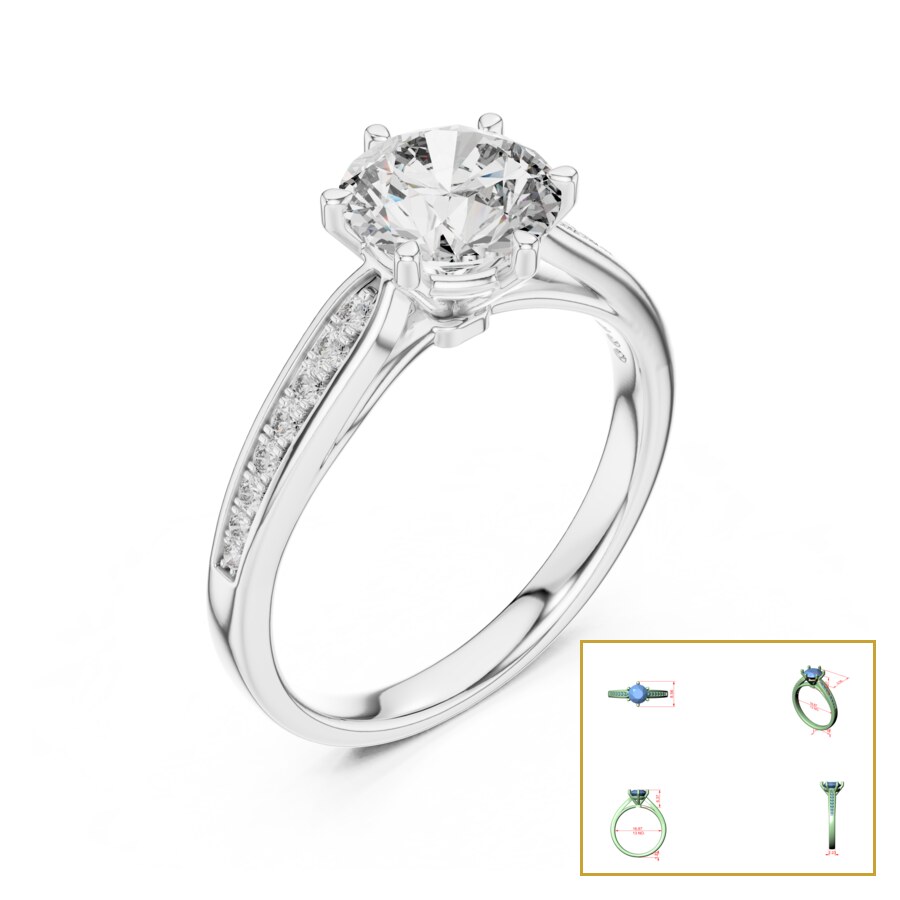 Round Six-Prong Pave Shoulder Ring