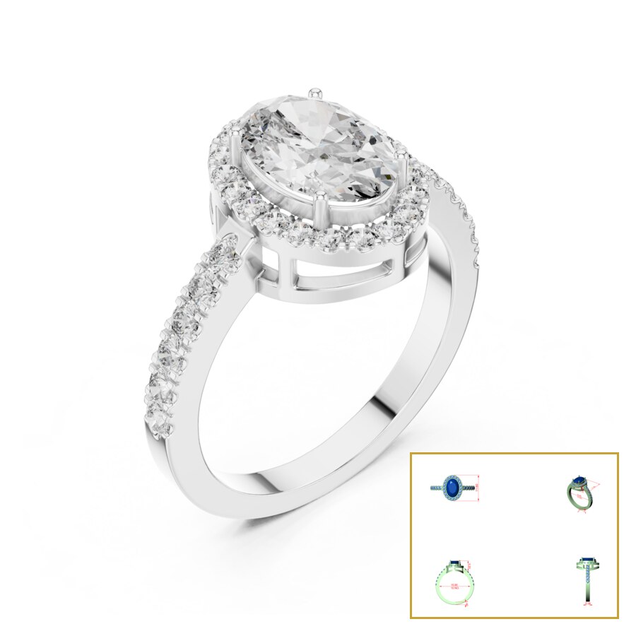 Oval Halo Pave Ring