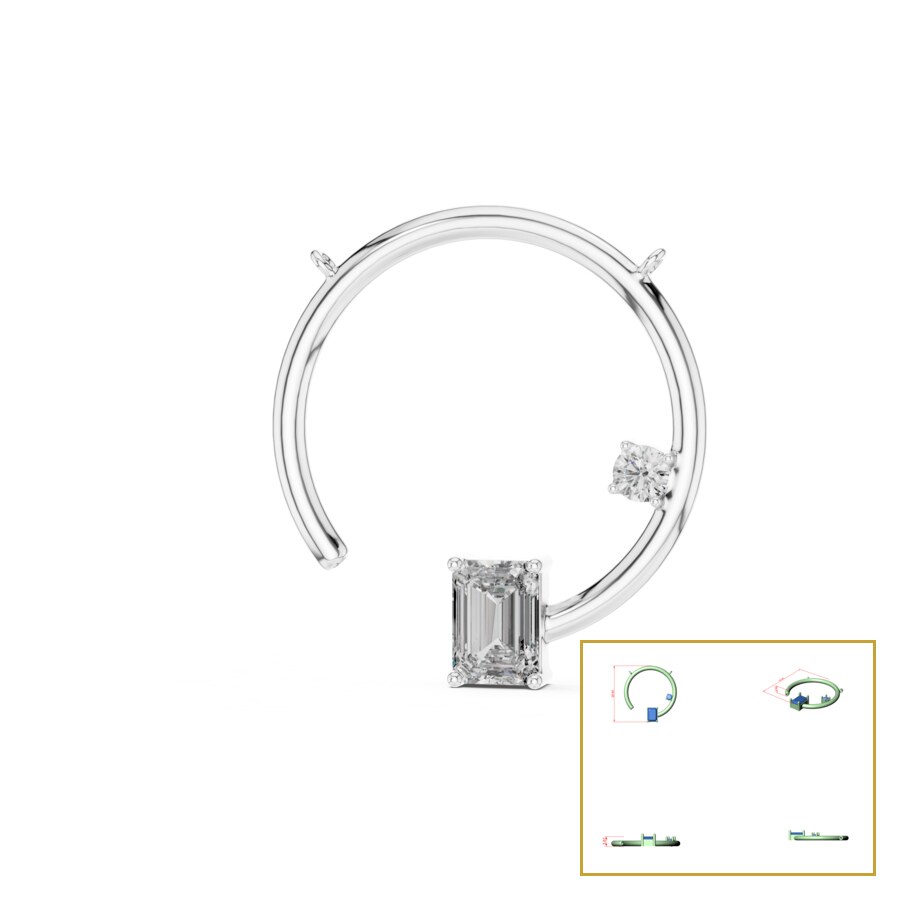 Open Circle Toi et Moi Emerald-Cut Pendant