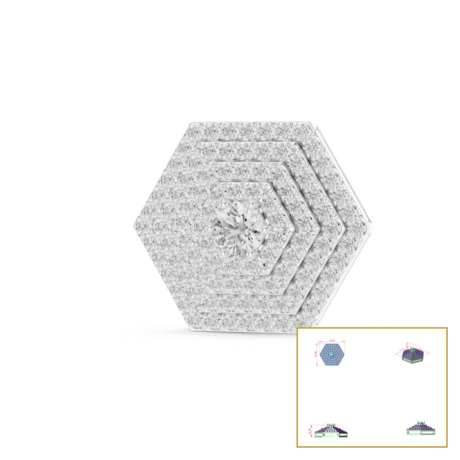 Concentric Hexagon Pave Cluster Pendant