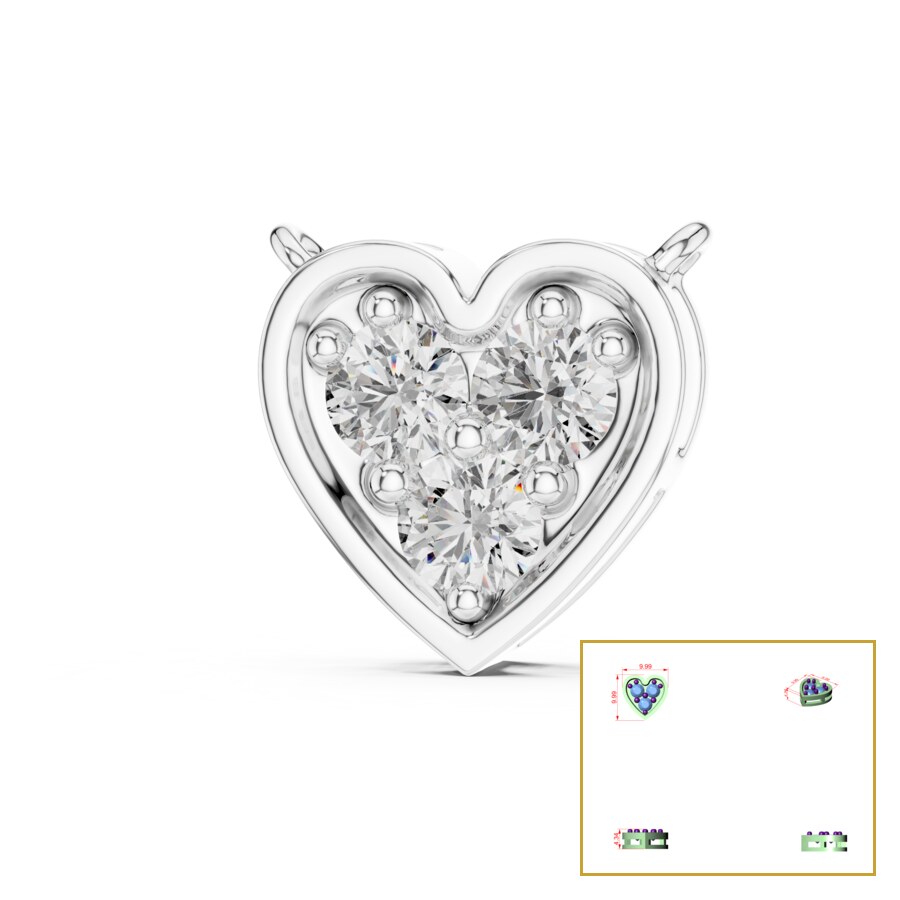 Three-Stone Heart Cluster Pendant