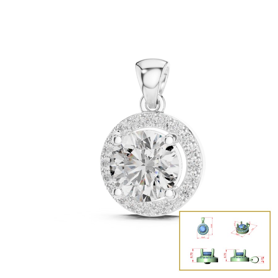 Round Brilliant Halo Pendant in Yellow Gold