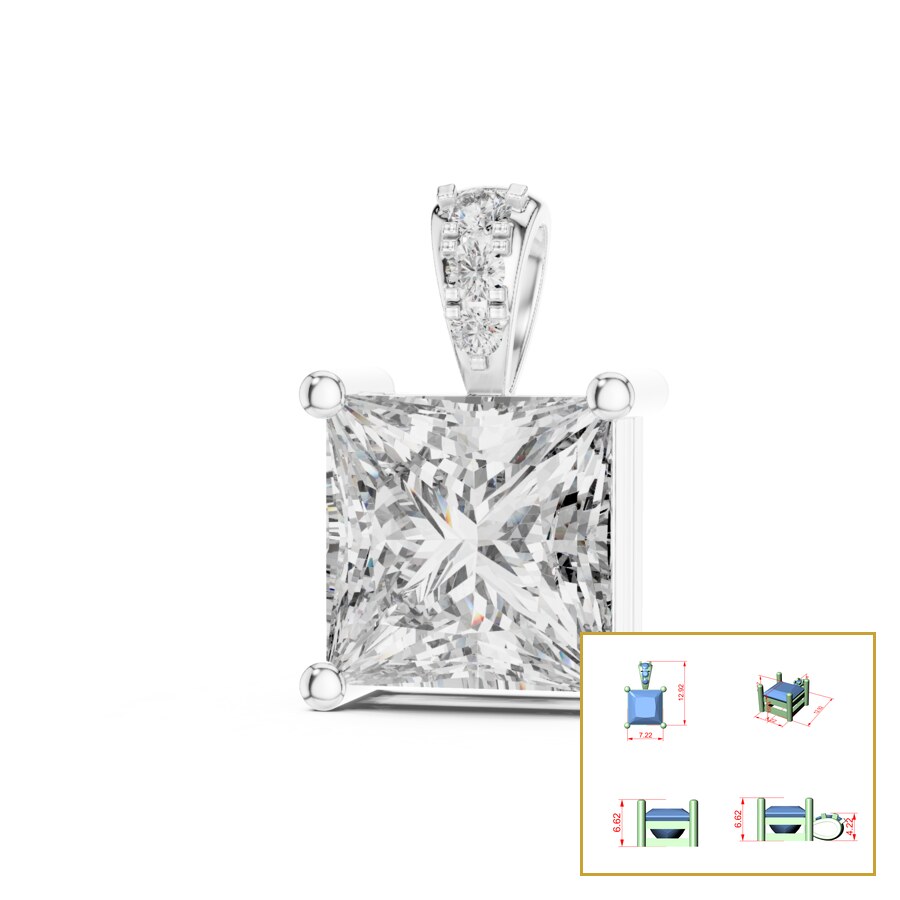 Princess-Cut Solitaire Pendant with Accented Bail